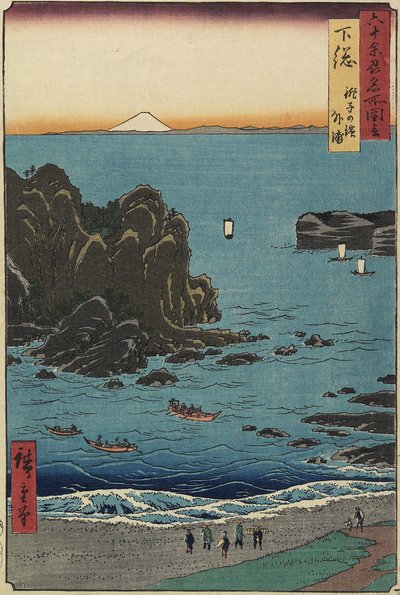 Cho_shi-stranden vid det öppna havet, Shimo_sa-provinsen, augusti 1853 av Utagawa Hiroshige