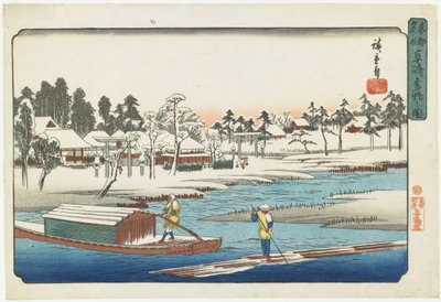 Klart väder efter snö i Masaki, 1832-1839 av Utagawa Hiroshige