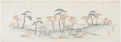 Färgade blad i Kaianji-templet, 1837-1844 av Utagawa Hiroshige