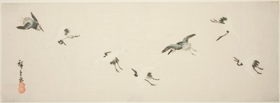 Kranar under flygning av Utagawa Hiroshige