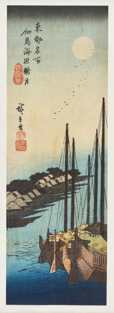 Dimman över havet vid Tsukuda, ur serien ”Berömda vyer från den östra huvudstaden” av Utagawa Hiroshige