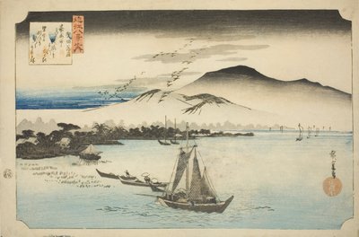 Framför frontlinjen (Rakugan Katata), från seriens "Eight views of the eight views" av Utagawa Hiroshige