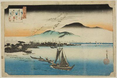 Framför frontlinjen (Rakugan Katata), från seriens "Eight views of the eight views" av Utagawa Hiroshige