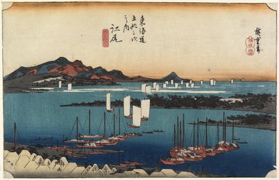 Avlägsen utsikt över Miho, Ejiri, ca. 1833 av Utagawa Hiroshige