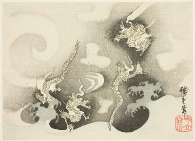 Drakar bland moln av Utagawa Hiroshige