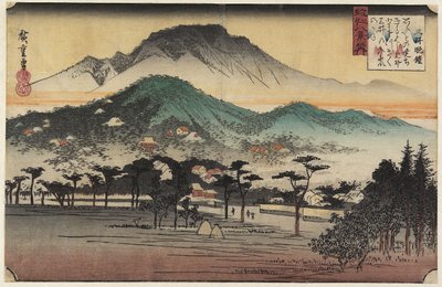 Aftonklockor vid Miidera-templet, ca. 1834 av Utagawa Hiroshige