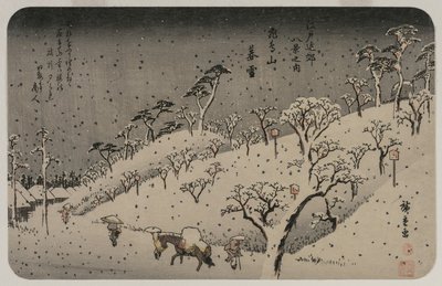 Evening Snow at Asuka Hill, från serien Eight Views of the Environs of Edo, ca. 1837-38. av Utagawa Hiroshige