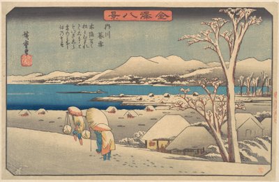 Kvällssnö vid Uchikawa av Utagawa Hiroshige