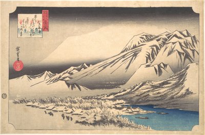 Kvällssnö på berget Hira av Utagawa Hiroshige