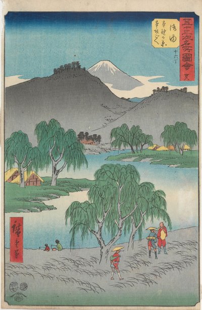 Kända sevärdheter längs de femtiotre stationerna av Utagawa Hiroshige