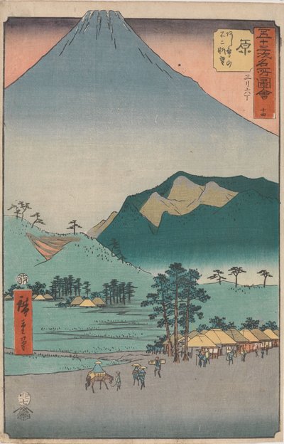 Kända sevärdheter längs de femtiotre stationerna av Utagawa Hiroshige