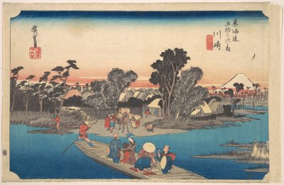 Färjebåt över Rokugofloden av Utagawa Hiroshige