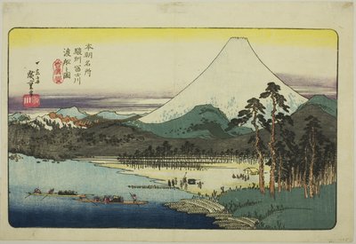 P Lovinse (bild på Fujikawa Ferry), från Teseries "Fa Nets P Backs of Japan (Honcho Famous Places)" av Utagawa Hiroshige