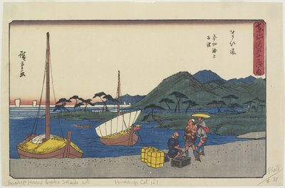 Färjehamn vid Imagiri Beach, Maisaka, 1841-1842 av Utagawa Hiroshige