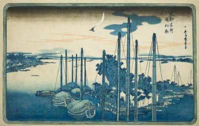 Årets första gök på Tsukuda Island (Tsukudajima, hatsu hototogisu), från serien "Famous Views of the Eastern Capital (Toto Meisho)" av Utagawa Hiroshige