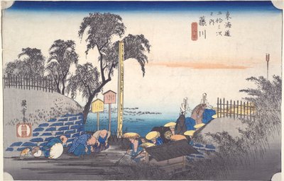 Fujikawa: Femtiotre stationer i Tokaido av Utagawa Hiroshige