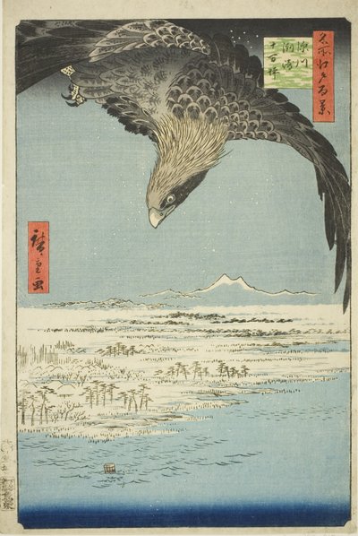Fukagawa Susaki och Jumantsubo (Fukagawa Susaki Jumantsubo), från serien kei)” av Utagawa Hiroshige