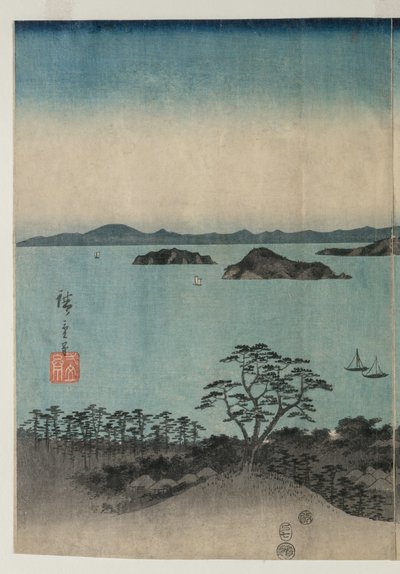 Fullmåne över Kanazawa, Musashi av Utagawa Hiroshige