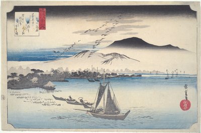 Gäss nedstigande vid Katada: Åtta vyer av Omi av Utagawa Hiroshige