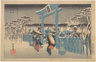Gionhelgedomen i snö av Utagawa Hiroshige