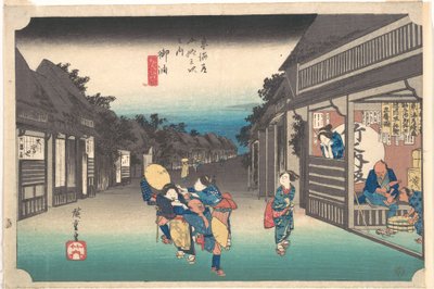 Goyu, resande och värdshusvärdinnor av Utagawa Hiroshige