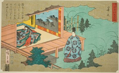 Hahakigi, från serien "Fifty-four Chapters of the Tale of Genji (Genji monogatari gojuyonjo)" av Utagawa Hiroshige