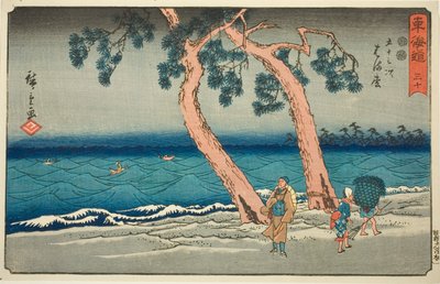 Hamamatsu—Nej. 30, från serien "Fifty-three Stations of the Tokaido (Tokaido gojusan tsugi)," även känd som Reisho Tokaido av Utagawa Hiroshige