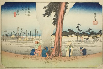 Hamamatsu: Winter Scene (Hamamatsu, fuyugare no zu), från serien "Fifty-three Stations of the Tokaido (Tokaido gojusan tsugi no uchi)," även känd som Hoeido Tokaido av Utagawa Hiroshige
