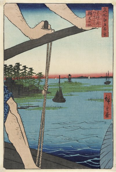 Hanedafärjan och Benten-helgedomen av Utagawa Hiroshige