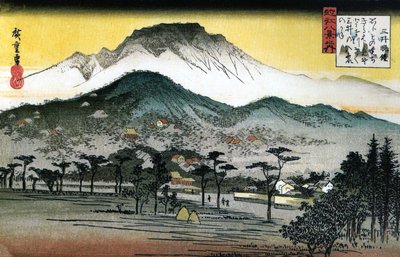 Hiroshige - 8 vyer av Omi - 4:e aftonklockan, Mii-templet av Utagawa Hiroshige