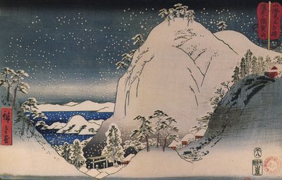 Hiroshige, Helgedomar i snöiga berg av Utagawa Hiroshige