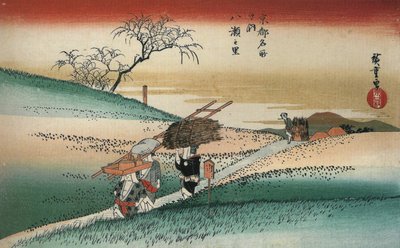 Hiroshige Kvinnor går på en väg genom fälten av Utagawa Hiroshige