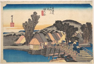 Hodogaya station och Shinkamebron av Utagawa Hiroshige