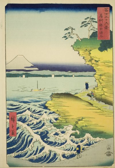 Hota Beach i Awa-provinsen (Boshu Hota no kaigan), från serien "Trettiosex utsikter över berget Fuji (Fuji sanjurokkei)" av Utagawa Hiroshige