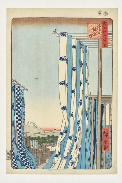 I Kandas färgarkvarter, ur serien ”Hundra berömda vyer över Edo” av Utagawa Hiroshige