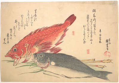 Isaki- och Kasago-fiskar, ur serien Uozukushi (Alla sorters fisk) av Utagawa Hiroshige