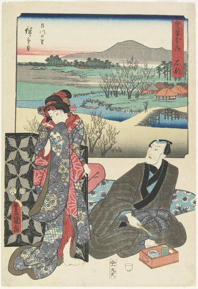 Ishibe, augusti 1855 av Utagawa Hiroshige