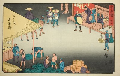 Ishi Yakushi—av. 45, från seriens "fifty-three tachi sound s of the urban degree (urban degree main mountain next)" av Utagawa Hiroshige