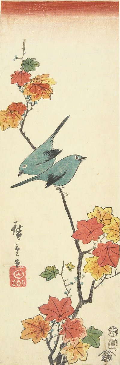 Japanska vita ögon på en lönngren, 1854 av Utagawa Hiroshige