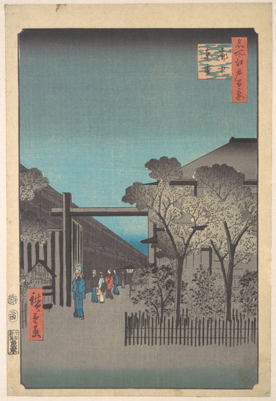 Gryning i nöjeskvarteret av Utagawa Hiroshige