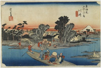 Kawasaki-Ferry på 6 ord av Utagawa Hiroshige