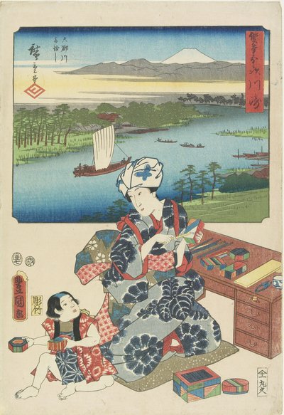 Kawasaki, juli 1854 av Utagawa Hiroshige