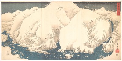 Kisōbergen i snö av Utagawa Hiroshige