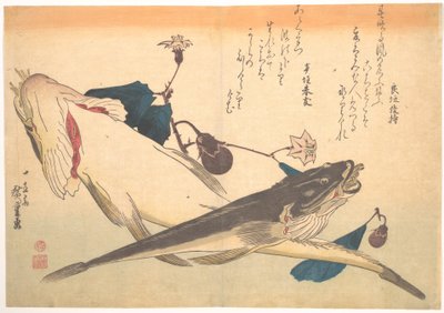 Kochi-fisk med aubergine, ur serien Uozukushi (Alla sorters fisk) av Utagawa Hiroshige