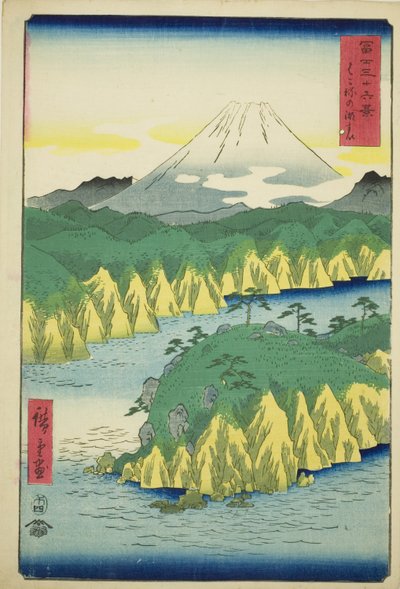 Lake at Hakone (Hakone no kosui), från serien "Thirty-six Views of Mount Fuji (Fuji sanjurokkei)" av Utagawa Hiroshige