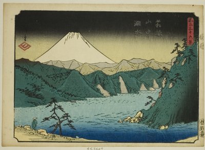 Sjön i Hakonebergen (Hakone sanchu kosui), från serien "Trettiosex utsikter över berget Fuji (Fuji sanjurokkei)" av Utagawa Hiroshige