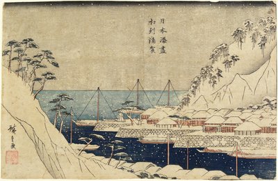 Fodrade tallar vid Uragas hamn, ca. 1840-1843 av Utagawa Hiroshige
