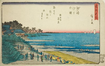 Low Tide at Susaki (Susaki shiohi no zu), från serien "Famous Places in the Eastern Capital (Toto meisho)" av Utagawa Hiroshige