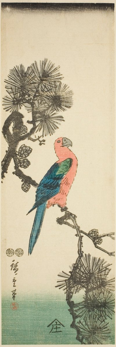 Ara på tallgren av Utagawa Hiroshige