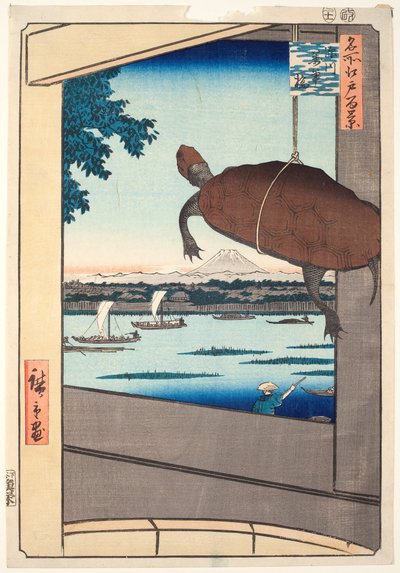 Mannen Bridge, Fukagawa, från serien "One Hundred Famous Views of Edo" av Utagawa Hiroshige